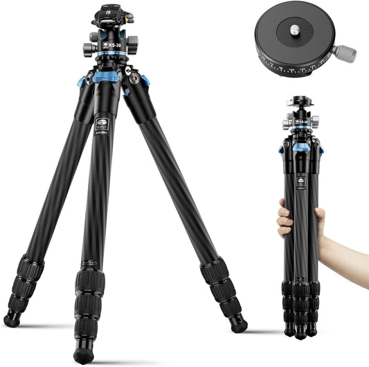 SIRUI Carbon Fiber Camera Tripod, 50.7" Professional Heavy Duty Tripod with 36mm Low Profile Ball Head, Quick Release System, Max Load 33lbs/15kg, AM-284+KS-30