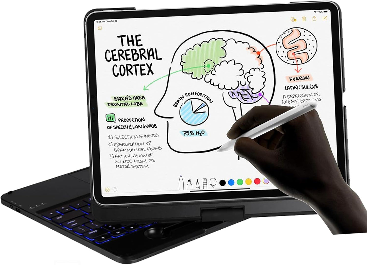 Keyboard case for iPad 9th Generation 10.2 inch 2021/ 8th Gen 2020/7th 2019/iPad air 3rd/iPad pro 10.5 2017, Multi Touchpad 360 Swivel Light Thin Cover Backlight