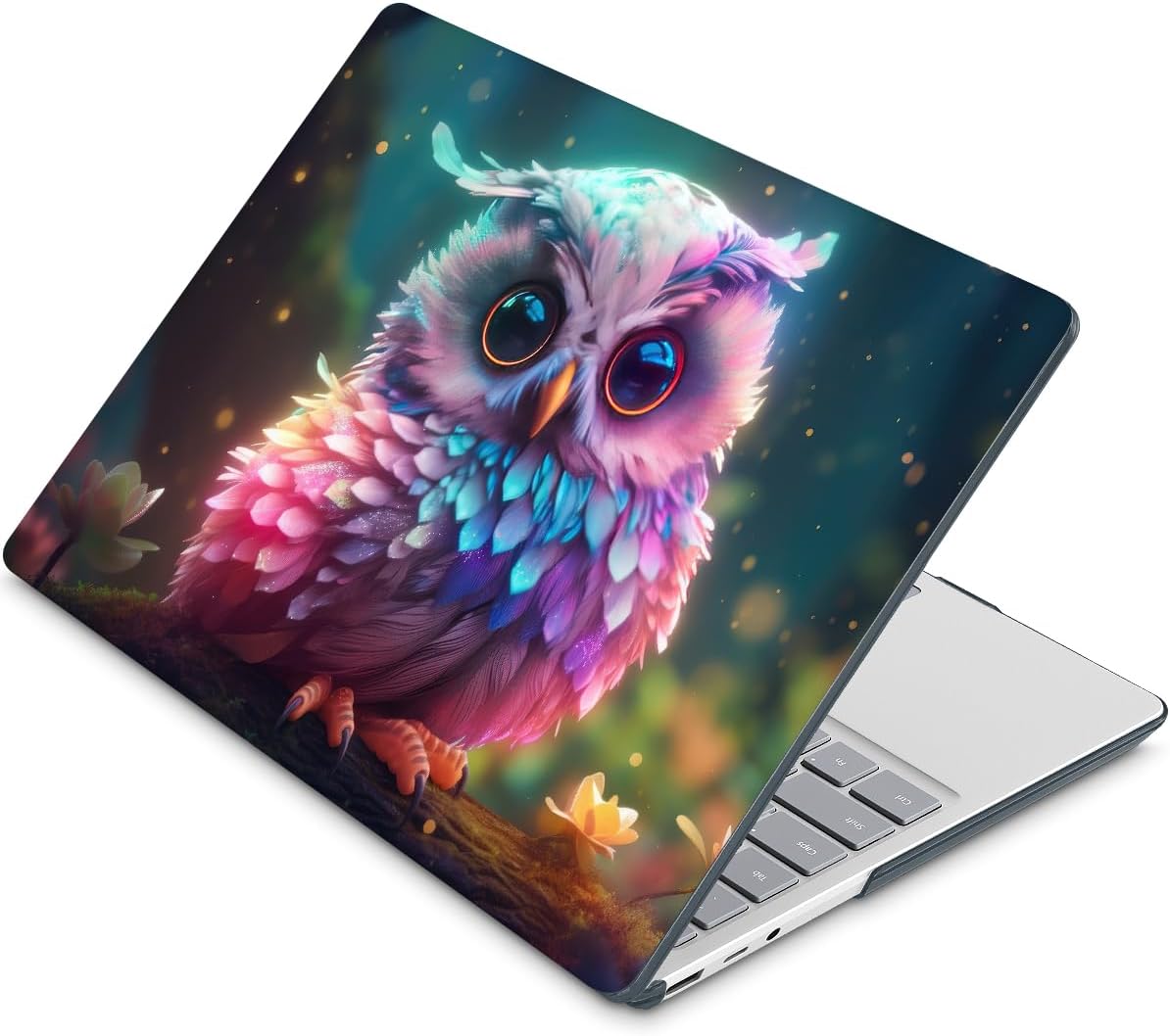 Tuiklol Case for 15 Inch Microsoft Surface Laptop 5/4/3 2022-2020, Model 1979/1953/1872/1873 Hard Shell Cover, Keyboard Cover+Screen Protector+Dust Plugs,Rainbow owl