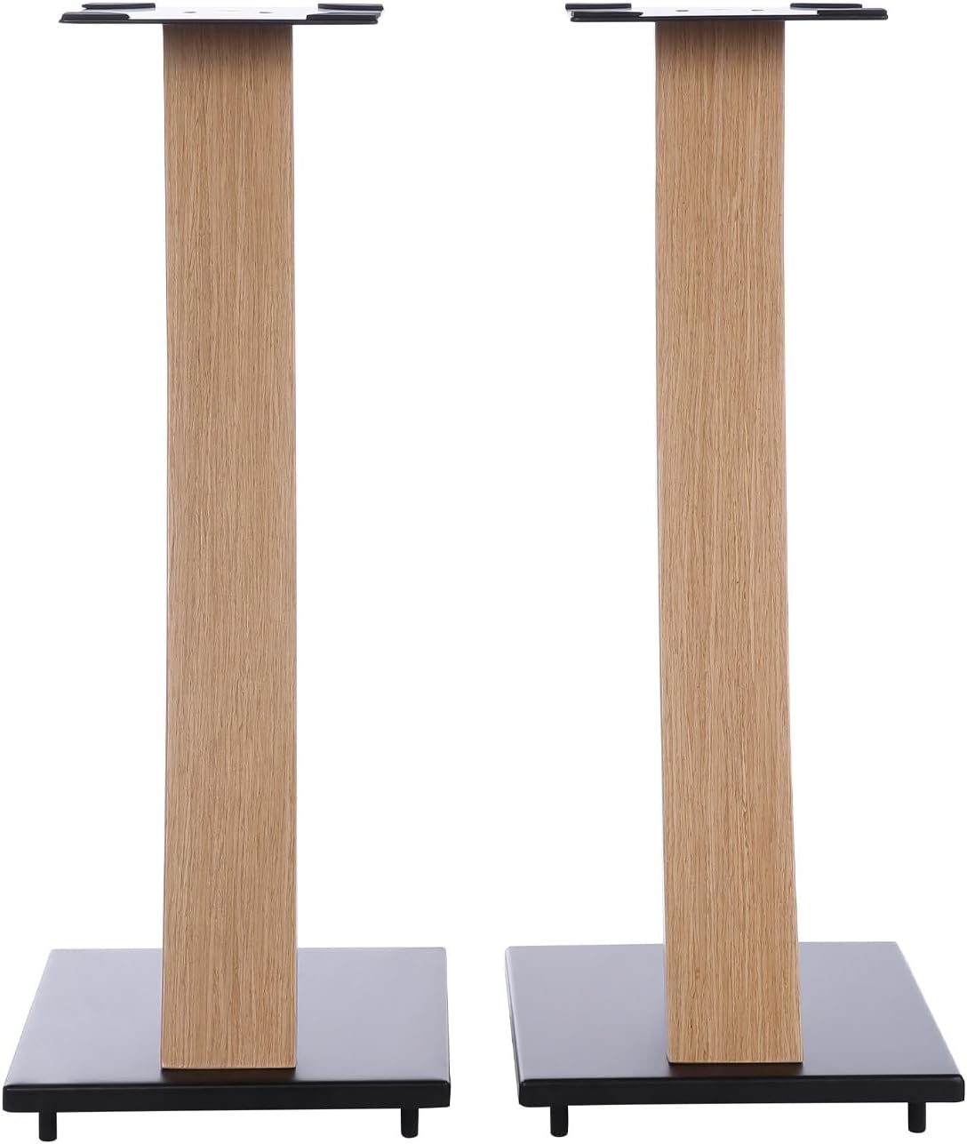 EXIMUS One Pair Fixed Height Universal Speaker Floor Stands with Real Wood - Oak - 290 Series