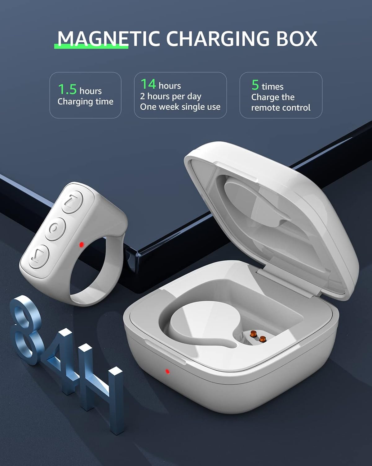 Fingertip Bluetooth Remote Control TIK TOK Wireless Page Turner TYUOBOX Camera Remote Shutter Selfie Button Controller with Charging Case for iPhone Android Ipad Cell Phone (White)