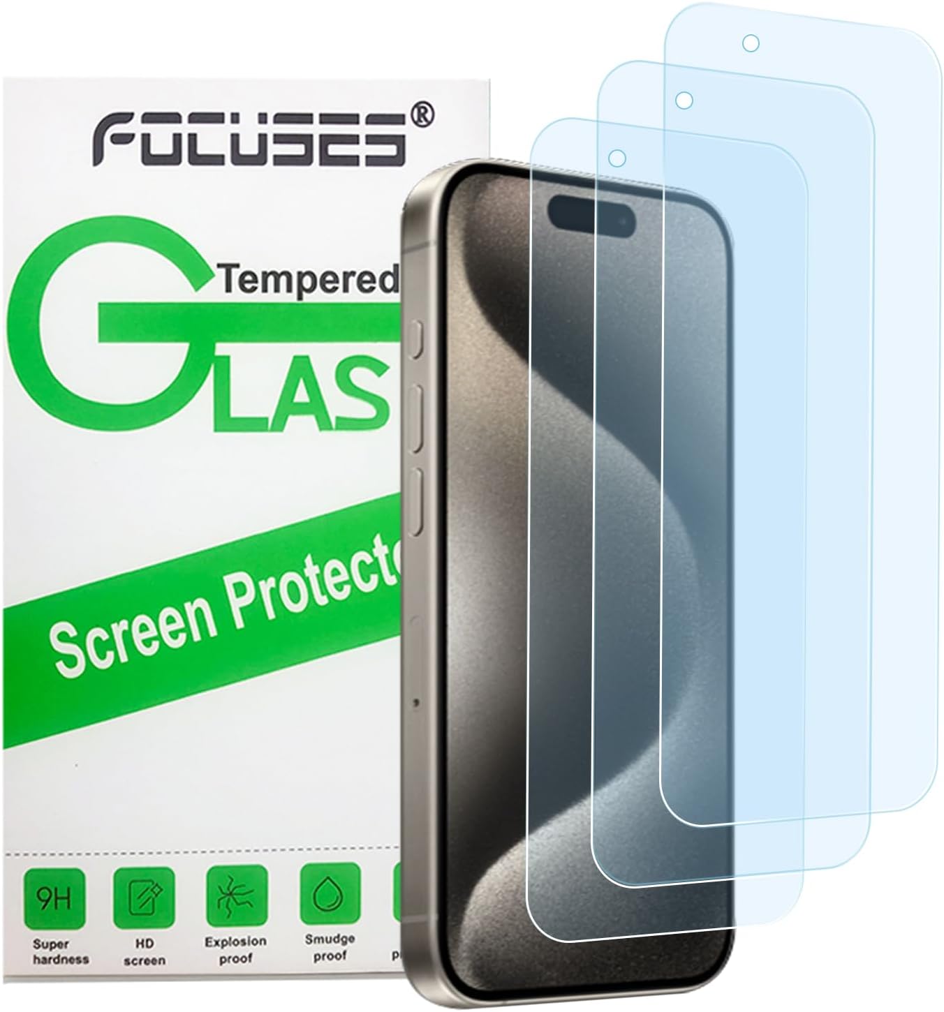 3Pack Screen Protector for iPhone 15Pro Max/iPhone 15Plus 6.7inch 9H+ Anti Blue Light Tempered Glass, Anti-Scratch, Case Friendly