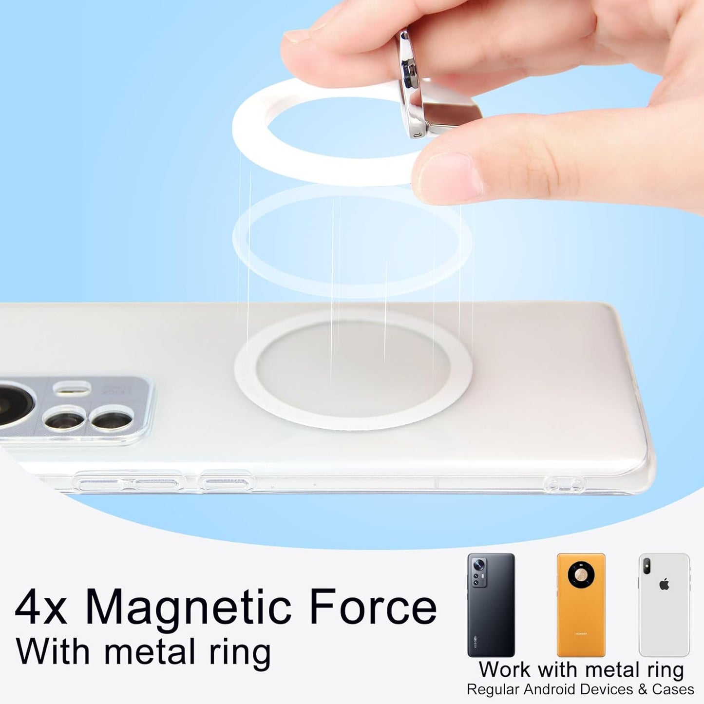 Magnetic Phone Grip for MagSafe, EI Sonador Magnet Phone Ring Holder, Removable, Compatible with iPhone 14 Plus 13 12 Pro Max Mini (Pink)