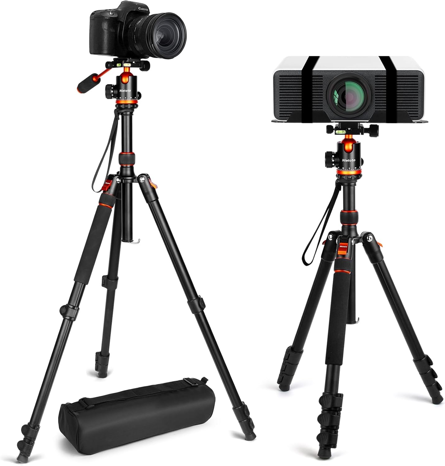 Camera Tripods & Projector Stand, 2 in1 Tripod for Camera with Removable Metal Tray, Heavy Duty Tripod for DSLR. Projector. Sheet Music and Tablet, Extra Metal Spikes and Carry Bag