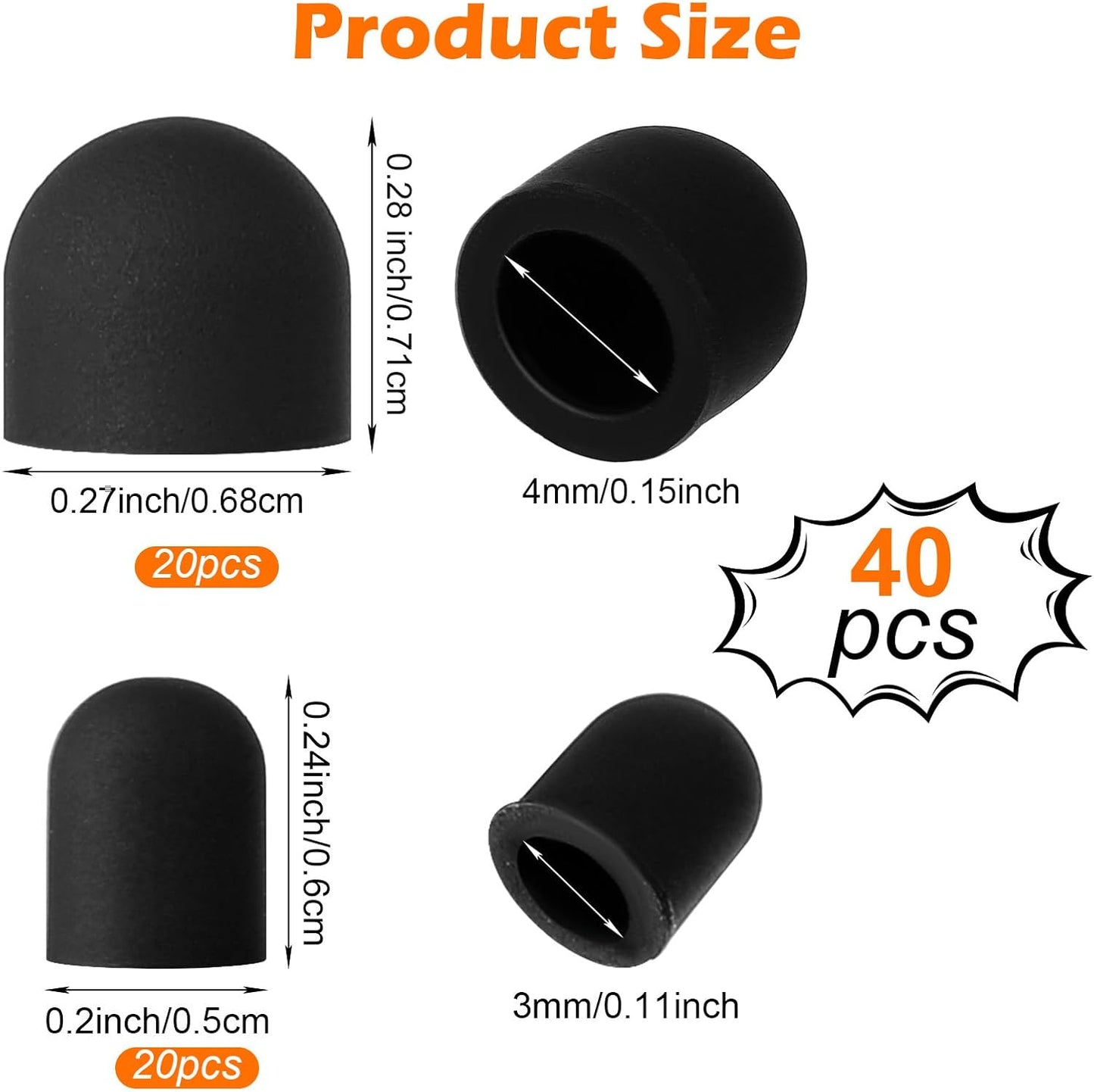 40 Pcs Stylus Tips Replacement Tips Only Pencil Rubber for Stylus Pens Soft No Scratches Sensitivity and Precision Universal Ends Replacement Friendly Swede