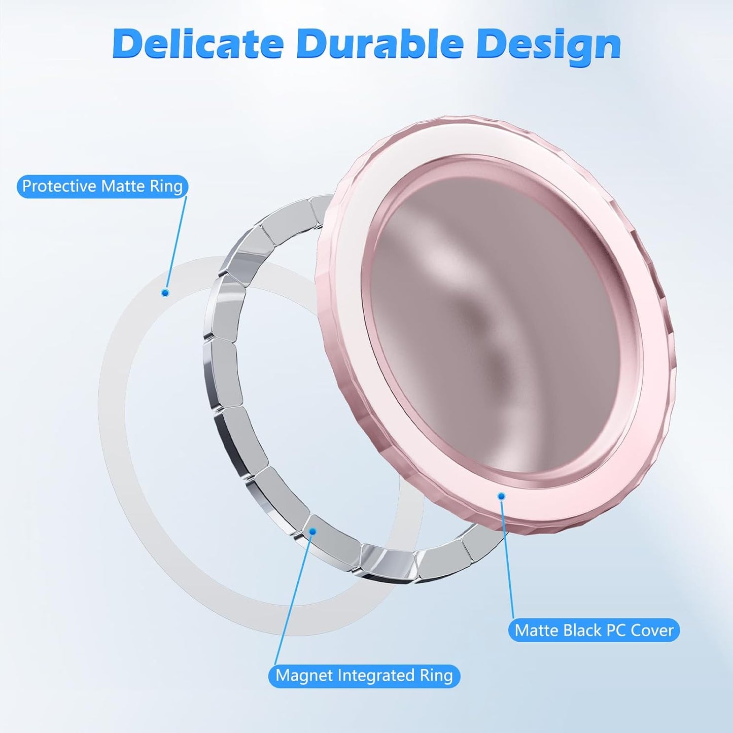 imluckies Magnetic Base Compatible with PopSocket Phone Grips and MagSafe iPhone Series Case, Removable Kindle/Phone Holder Base, Thin & Light Portable Plate, Matte Pink