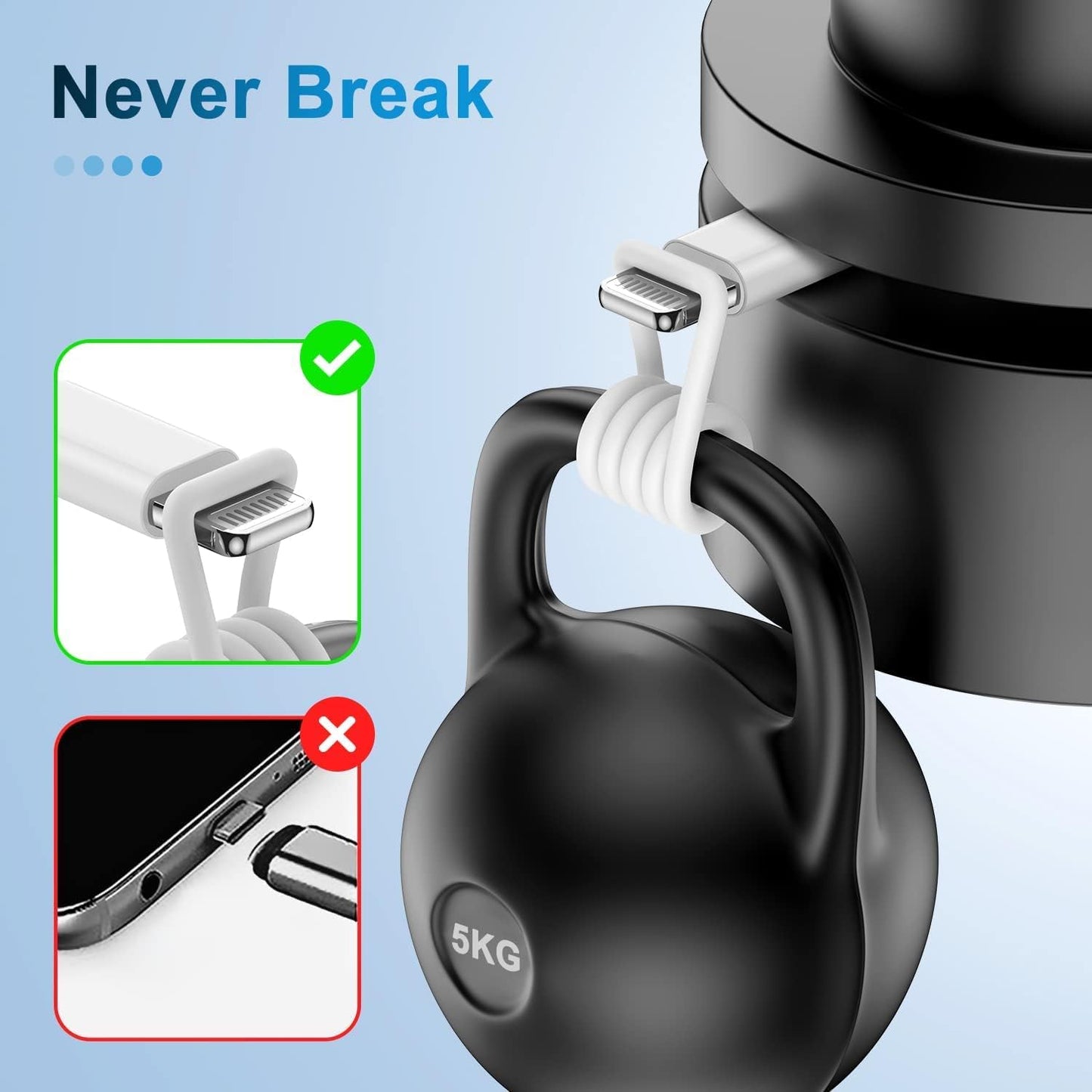 Multi Charger Cable 6Ft 2Pack, 3 in 1 Charging Cord, Universal Phone Charger, Multiple Charger Wire USB-A to Lightning/USB-Type C/Micro USB Connectors for Cellphone, Tablets and More (Charging Only)