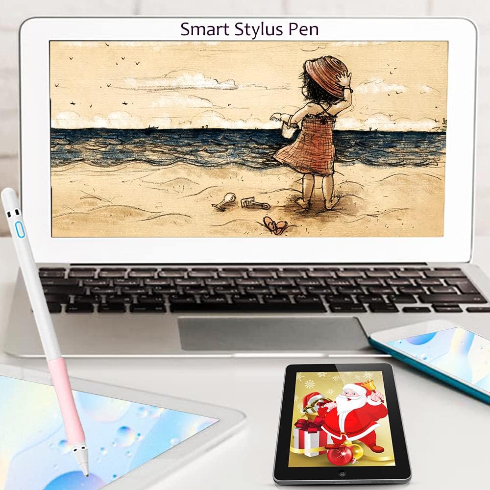 Stylus Pen for iPad, DOGAIN Stylus Pen for Touchscreen with Pink Grip, Digital Active Fine Point Pen for Drawing/Writing/Playing, iPad Pencil Compatible with iOS/Android and Other Tablets