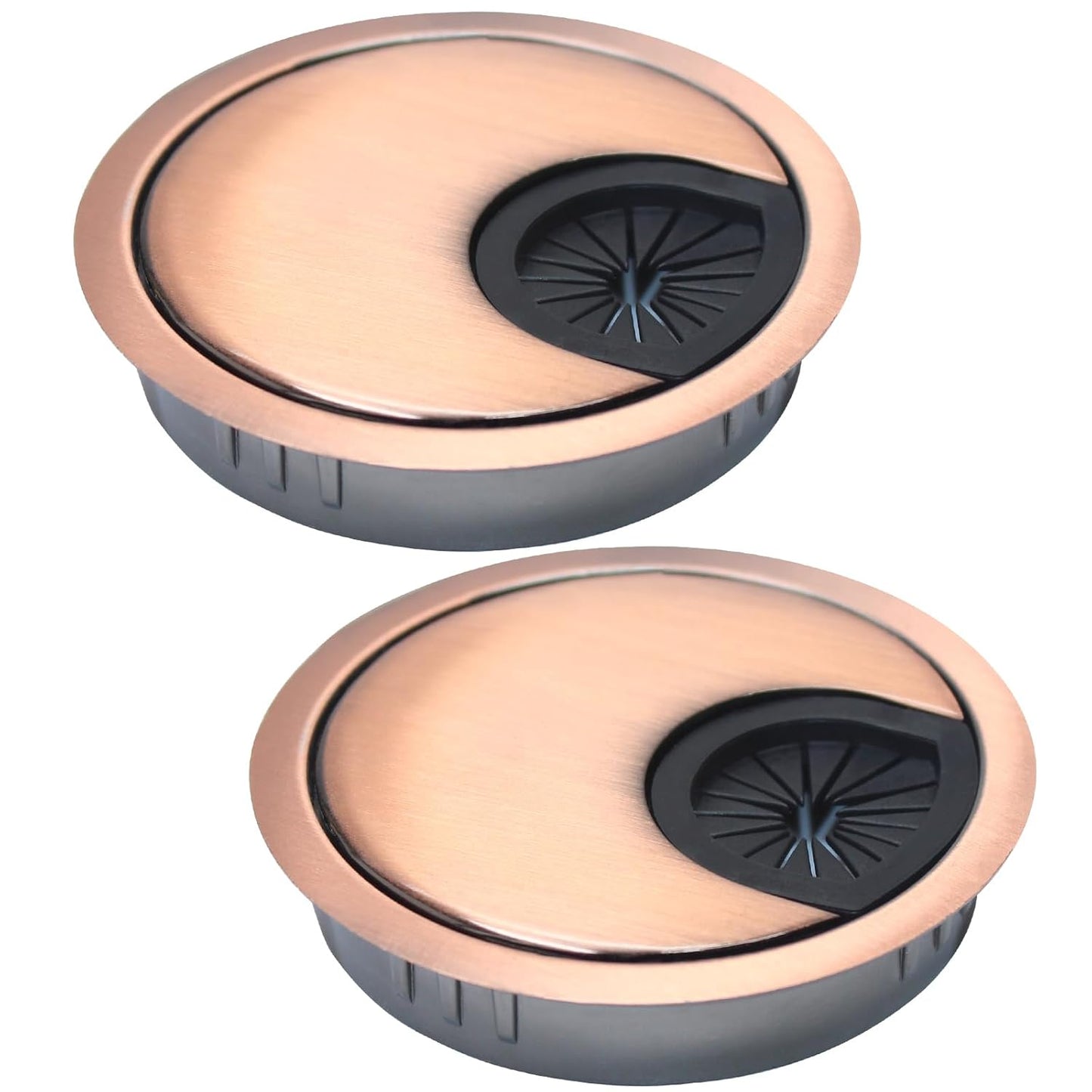 2 Pcs Desk Grommet 3-1/8" / 80 mm, Desk Cord Hole Cover, Cable Grommet Metal Zinc Alloy Materilal, Desk Hole Grommet for Home & Office Pc, Detachable Cable Cord Organizer-Copper Red