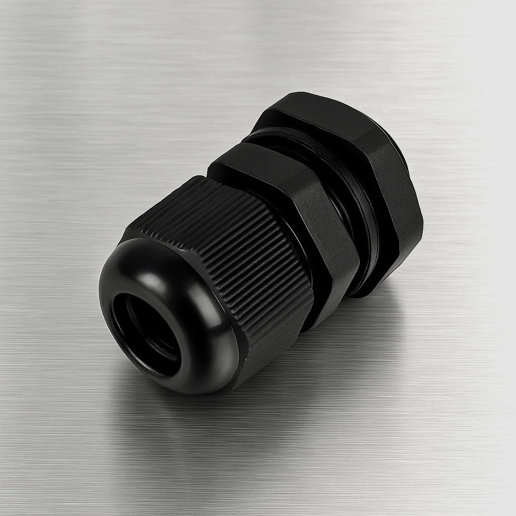 MGI SpeedWare 3/8" NPT Strain Relief Nylon Cord Grip Cable Glands, Black Plastic Grommet 5-Pack