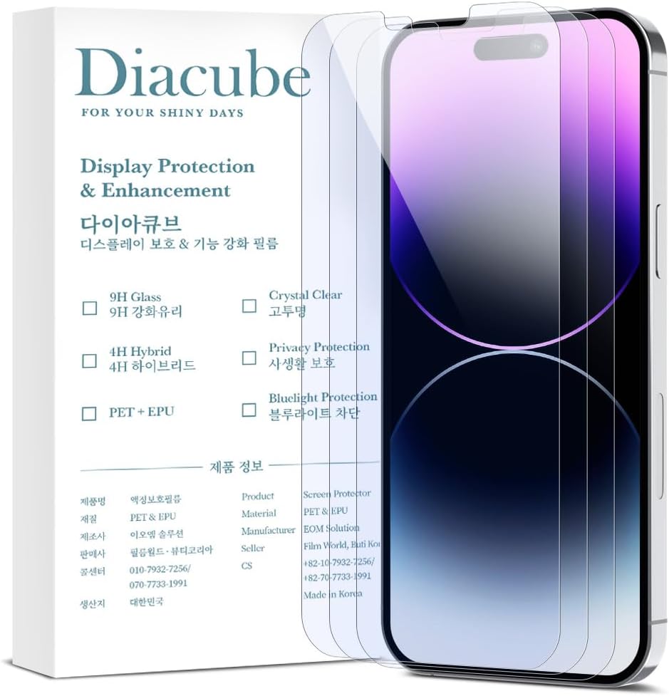 3-Pack Anti-Blue Light Matte Screen Protector For iPhone 14 Pro [Support Fingerprint Unlock] Anti-Glare, Anti-Fingerprint [Eye Protection] Bubble-Free Installation with Alignment Jig