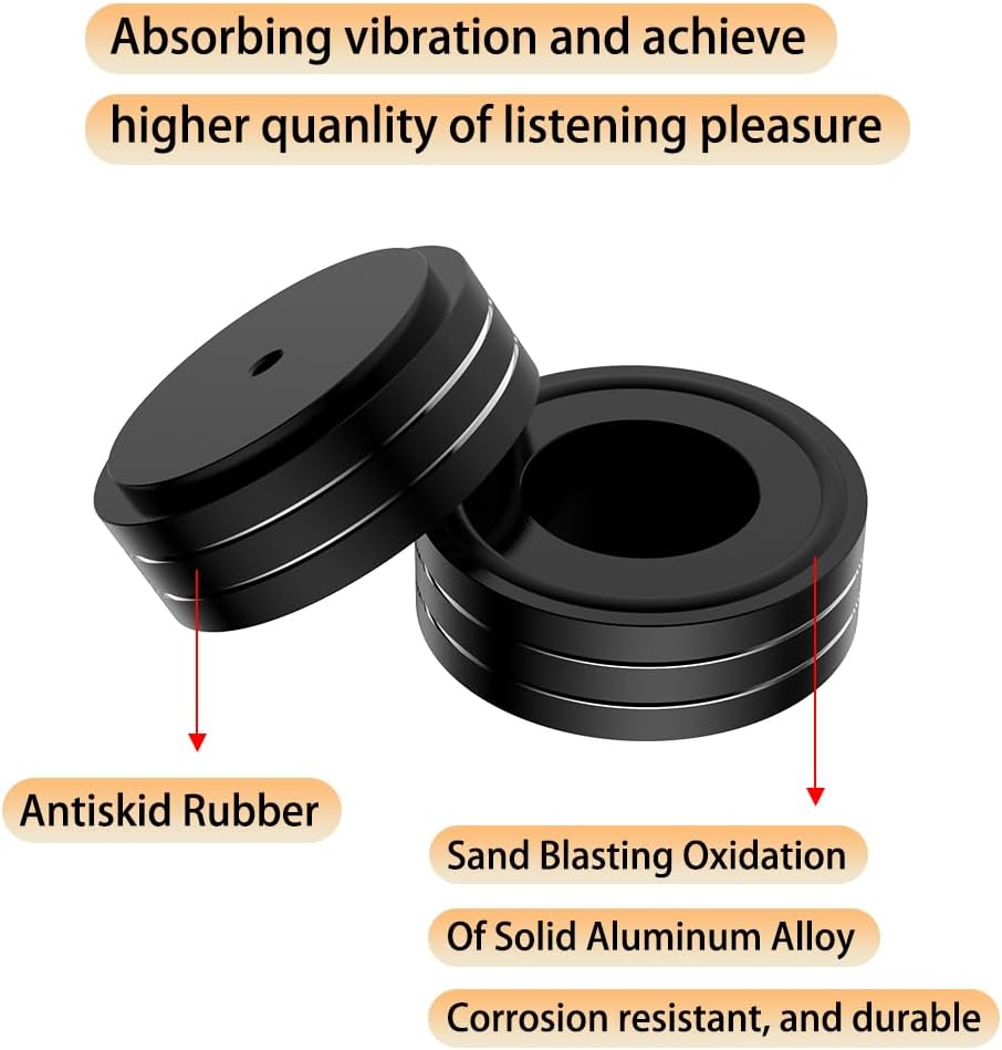 Viborg HiFi Speaker Spikes Isolation Feet Pads 58x22MM, 4X Audio Shock Absorber Aluminum Subwoofer Isolator with Rubber Ring and Mounting Screws(M4*0.7) for AMP Turntable DAC Recorder