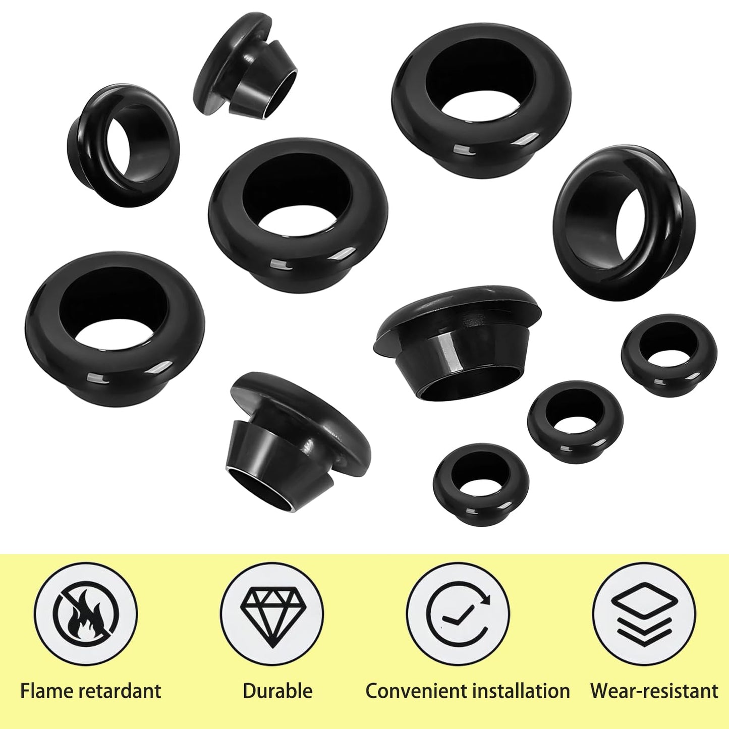 Qrity 20 PCS Rubber Grommets Cable Railing, Car Grommet, Cable Railing Protective Sleeves for Metal Posts, ID 16mm Mount Dia 20mm