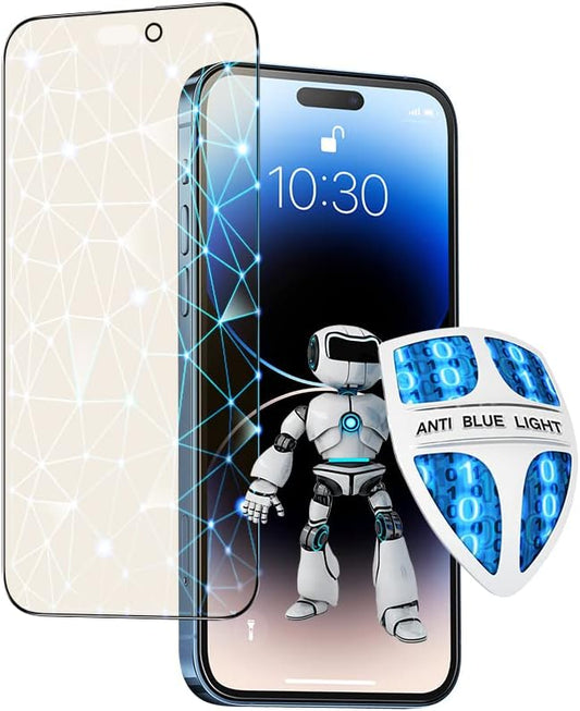 PERFECTSIGHT Sapphire Anti Glare Blue Light Blocking Screen Protector Designed for iPhone 14 Pro Max, [Medical-Grade Eye Protection] Filter 8 Radiations Matte Diamond Hard Tempered Glass (6.7 inch)