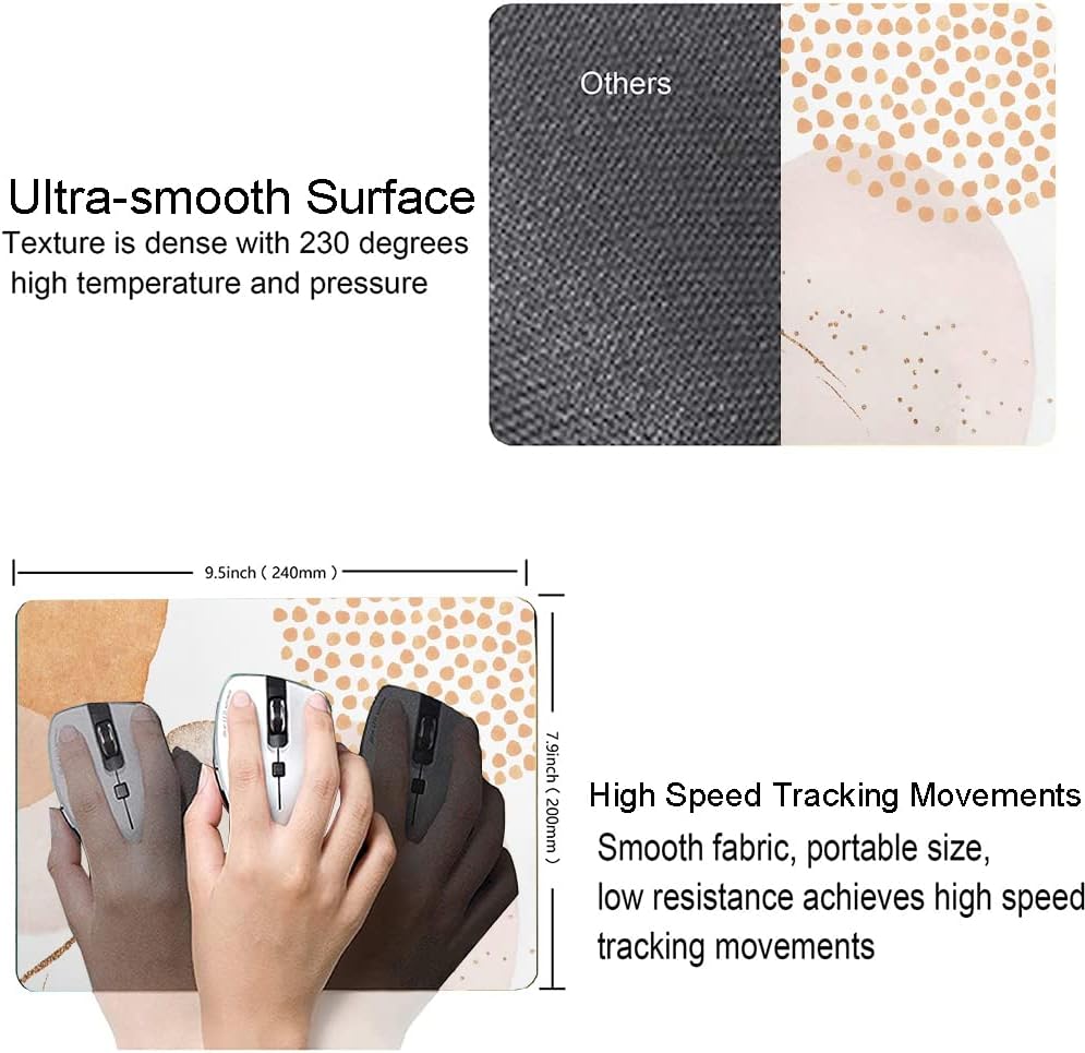 Mouse Pad, Abstract Design Mouse Pad, Washable Square Cloth Mousepad for Office Laptop, Non-Slip Rubber Computer Mouse Pads for Wireless Mouse, Cute Mouse Pads for Desk