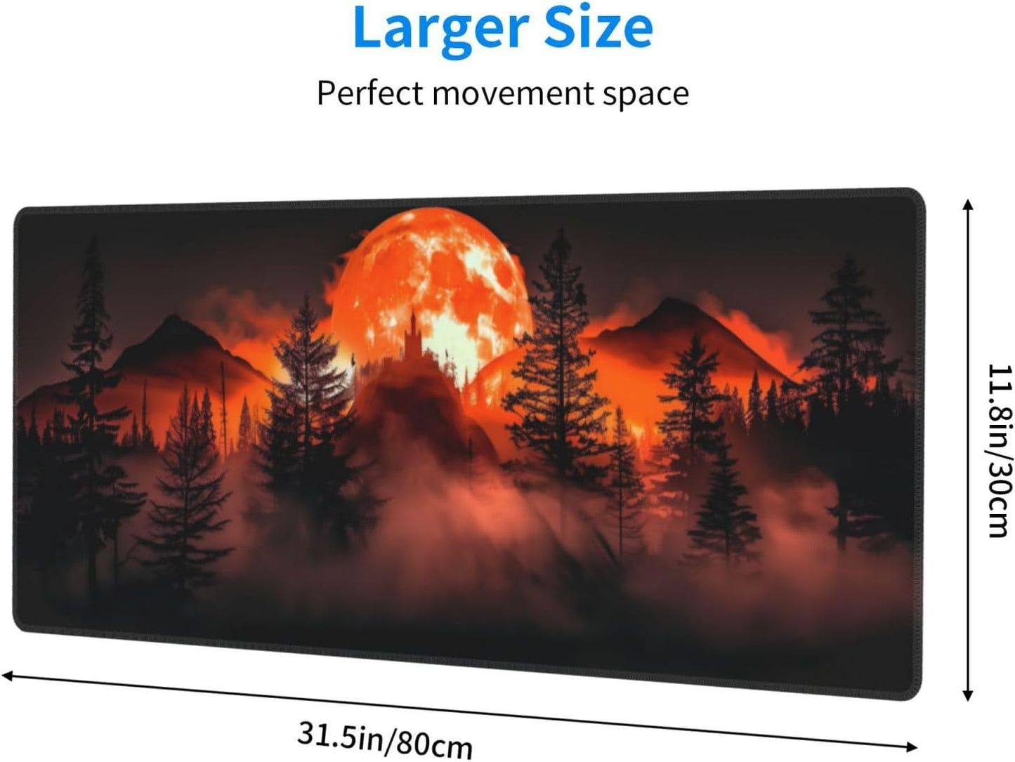 Extended Gaming Mouse Pad, Large Desk Mat XL Anime Mouse Pad Waterproof with Stitched Edges, Non-Slip Desktop Pad for Home and Office, Level Up Your 31.5x11.8 Inch (Roaring Flame)