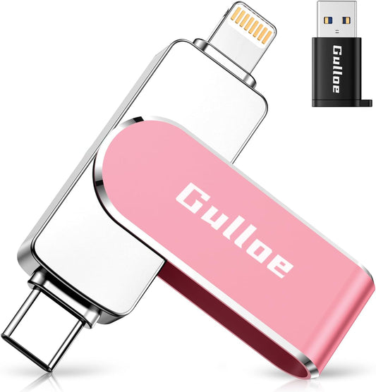 Gulloe 512GB Flash Drive Intended for iPhone, Memory Stick Storage for Photos and Videos Backup, Compatible with iPhone iPad Android PC, Plug and Play, No Application Required (Pink)