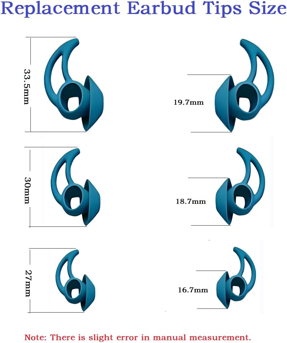 Silicone Earbud Tips 3 Pairs SML Soft and Comfortable Noise Isolation Replacement Blue Ear Tips Compatible with Bose QuietComfort and Sport Earbuds