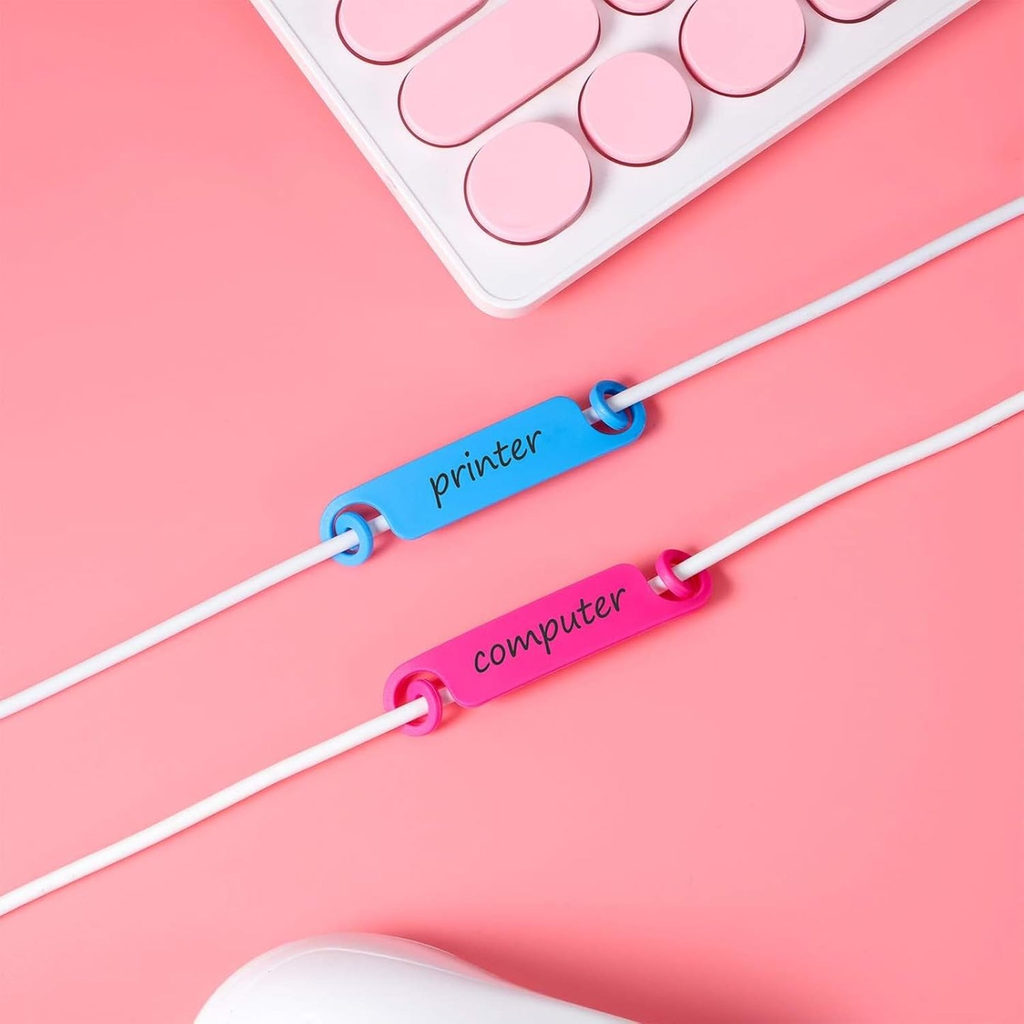 Honoson 50 Pieces Cable Tags Cable Management Labels Multicolor Labels Cord Identification Tags for USB Computer Phone Charger