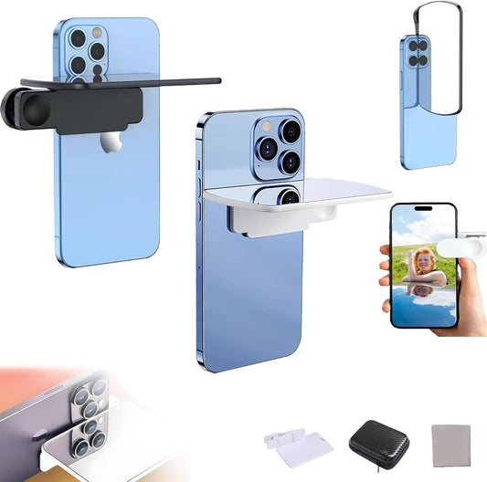 Smartphone Camera Mirror Reflection Clip Kit, Adjustable HD Glass Mirror Effect Lens for Creative Photography, Vertical & Horizontal Phone Selfie Reflector, Portable Photography Accessory (2PCS-Mix)