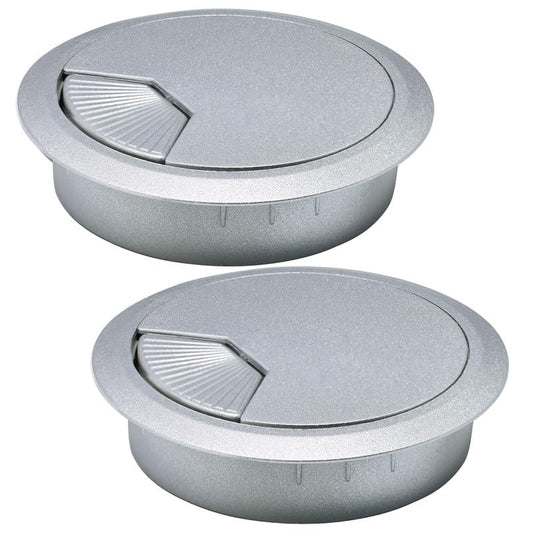 2 Pcs Desk Grommet 3-1/8" / 80 mm, Desk Cord Hole Cover, Cable Grommet ABS Plastic, Desk Hole Grommet for Home & Office Pc, Detachable Adjustable Cable Cord Organizer-Silvery