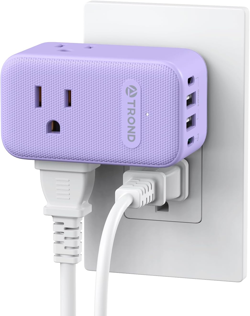 TROND Multi Plug Wall Outlet, 3 AC Outlet Extender with 360 Rotating Plug, Small Wall Adapter with PD 20W USB C, Cute and Durable for Purple Lovers, Goes with All Scenes Purple Vibe
