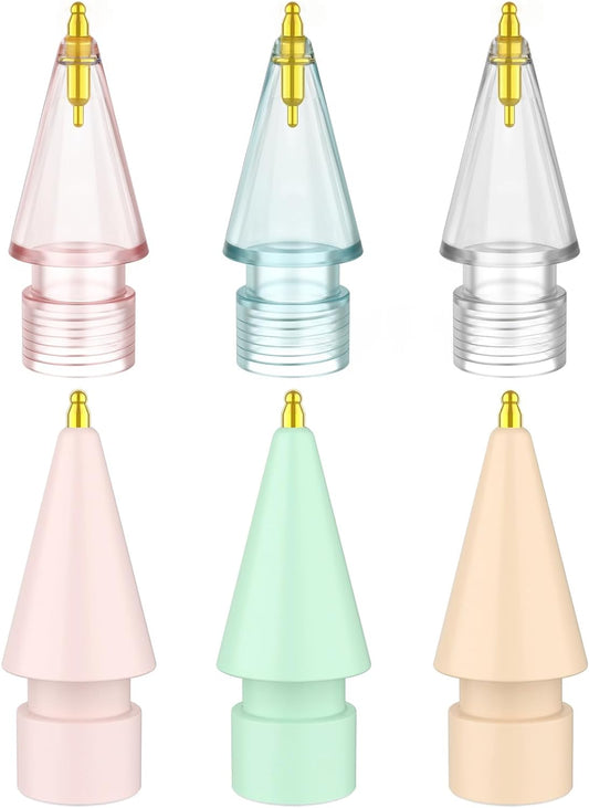 6 Pack Fine Point Replacement Tips Compatible with Apple Pencil 2nd Generation, Apple Pencil 1st Generation, Apple Pencil USB-C & Apple Pencil Pro Colorful iPencil Nibs (Multicolour)