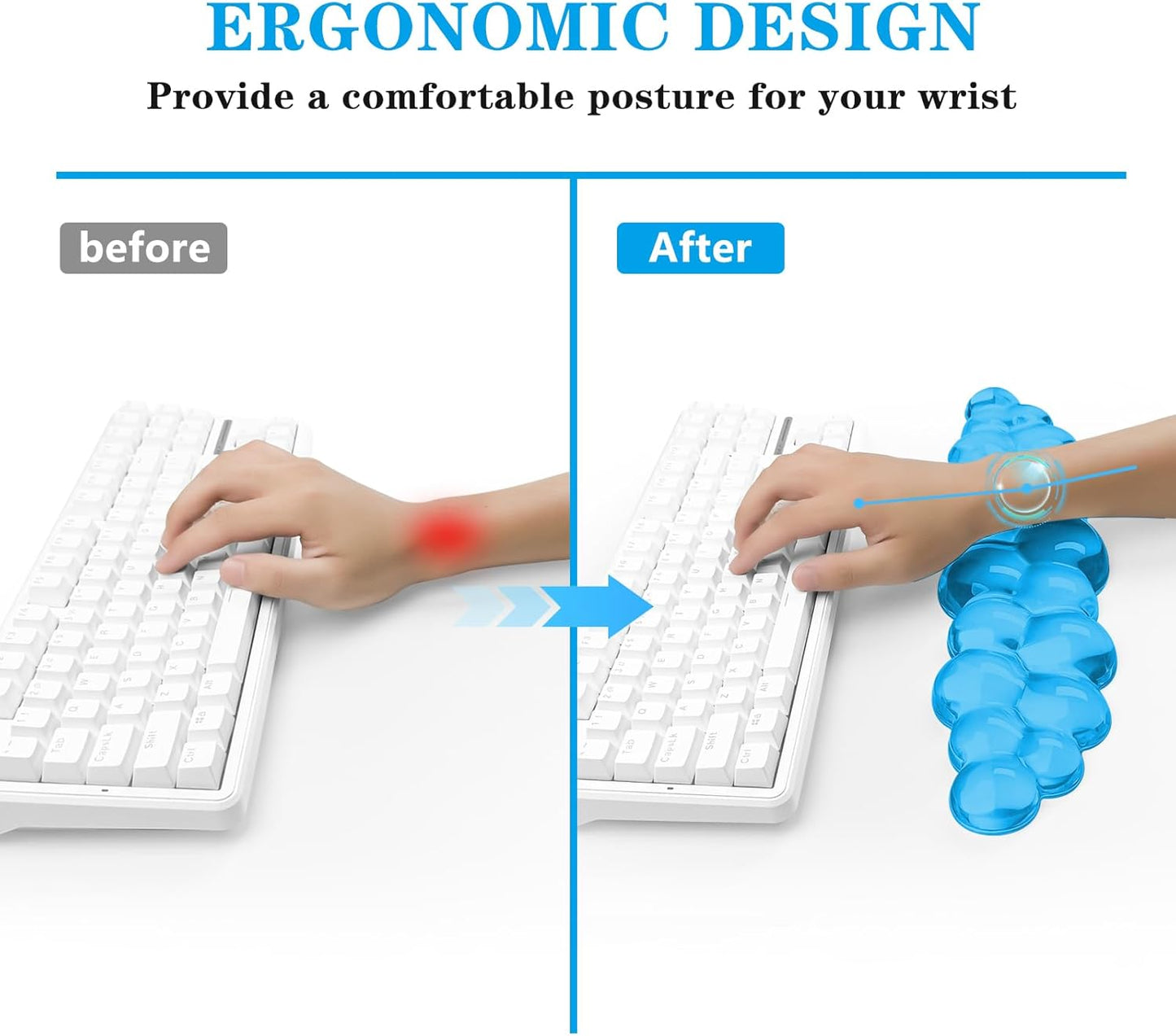Gel Cloud Keyboard Wrist Rest, Cute Wrist Support and Arm Support Keyboard Rest for Keyboard Typing Pain Relief，Suitable for Office/Computer/Laptop/Gaming（Keyboard Wrist Rest Blue）