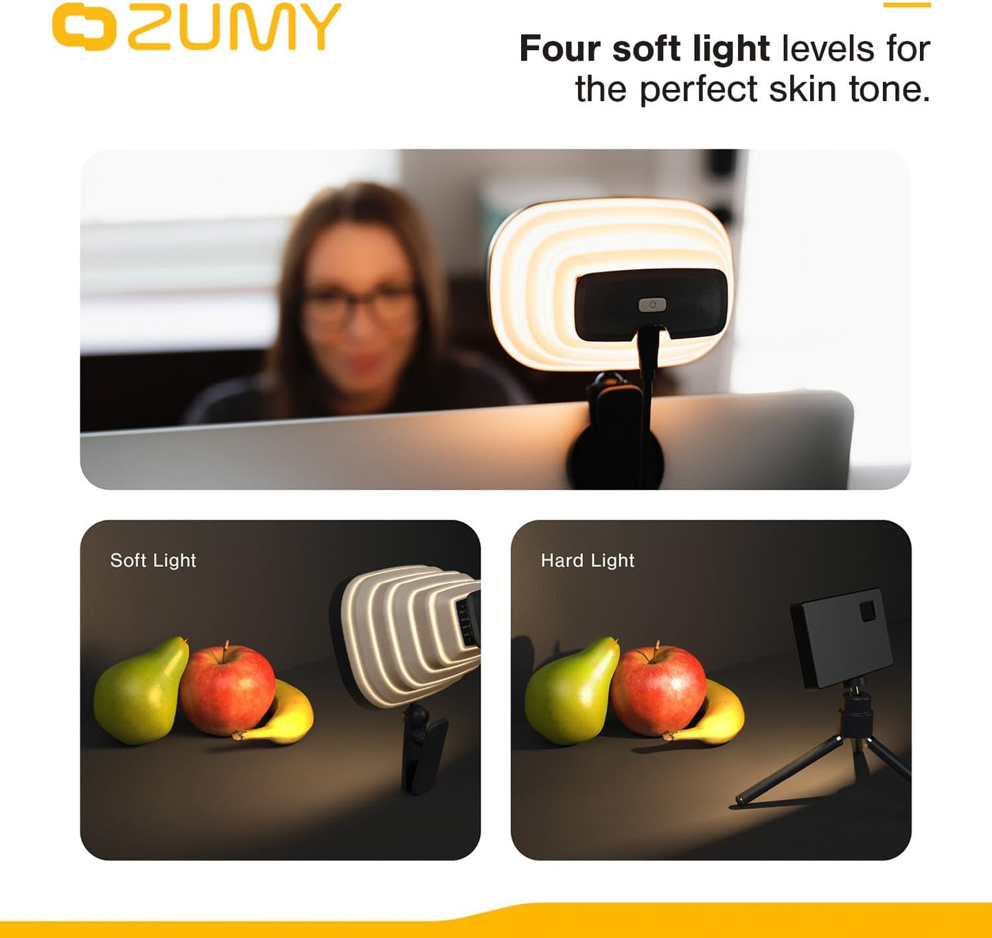 Softbox Video Conference Lighting for Video Recording - Portable USB LED Video Light, 4 Soft Light Levels, Laptop & Computer Video Lighting, Camera Webcam Streaming Selfie Light for Zoom Meetings