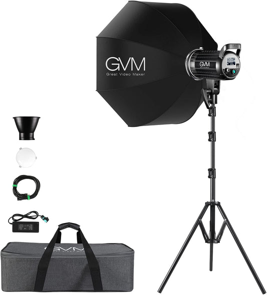 Bi-Color LED Video Light, GVM 200W Photography Lighting with Bowens Mount, Continuous LED Lighting Dimmable 3200K-5600K, CRI97+, APP Control System, YouTube, Portrait Studio Lighting Kit with Softbox