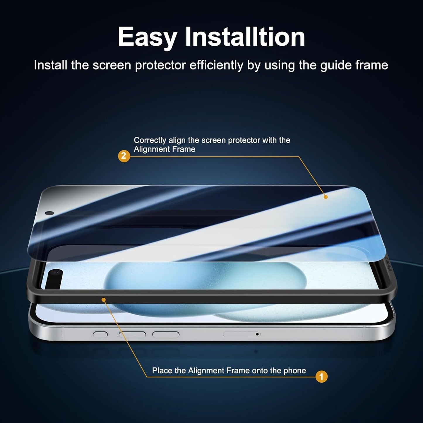 NEW'C 3 Pack Privacy for iPhone 16 Plus,15 Plus Screen Protector (6.7 inches), Anti-Spy Tempered Glass Film,Enhanced 28-Degree Privacy Angle with easy installation tool included