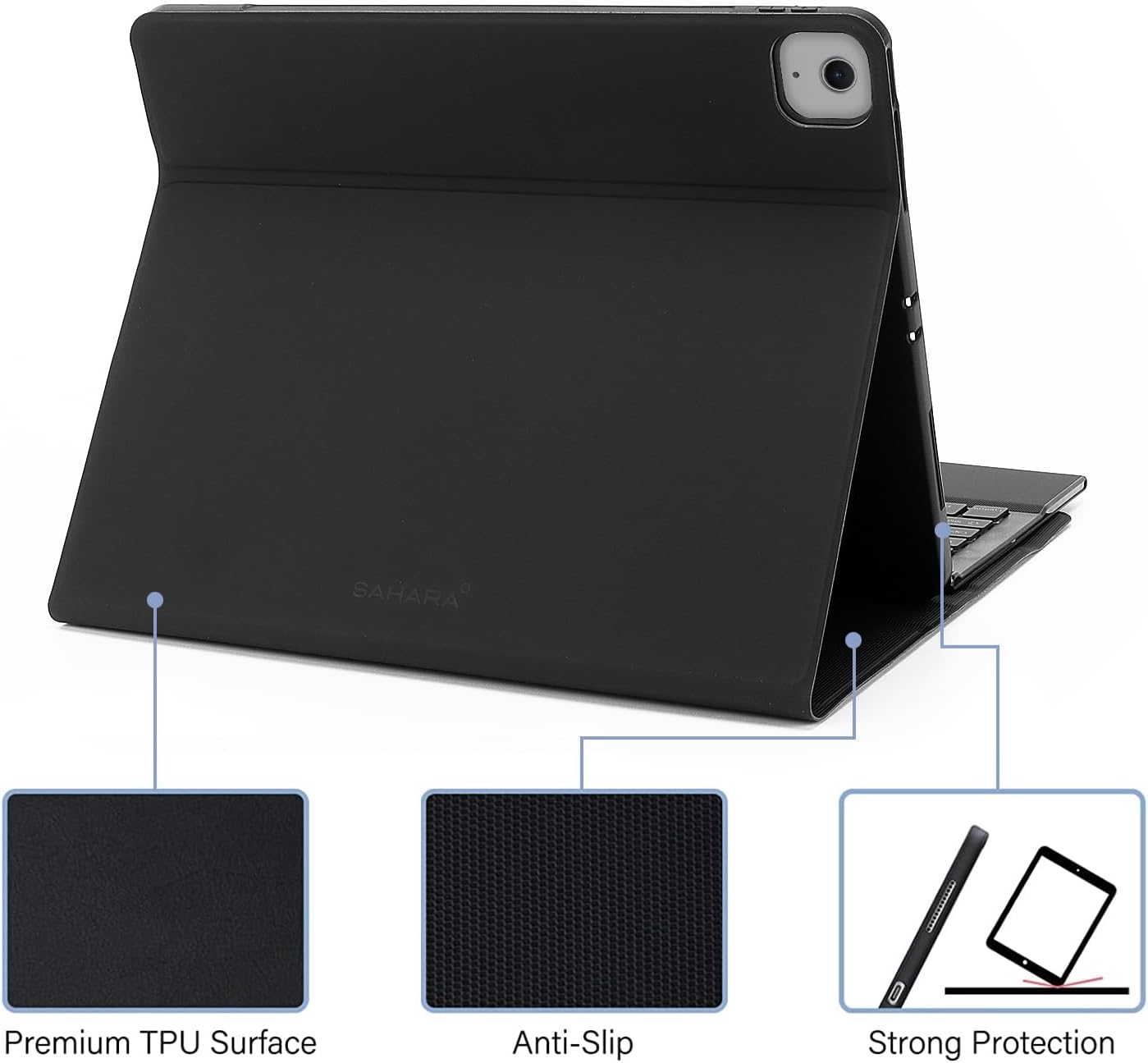 Sahara - Navigate Series Keyboard Case with Track Pad for iPad Air 11" (M2 2024/M3 2025), Black, (TB00425)