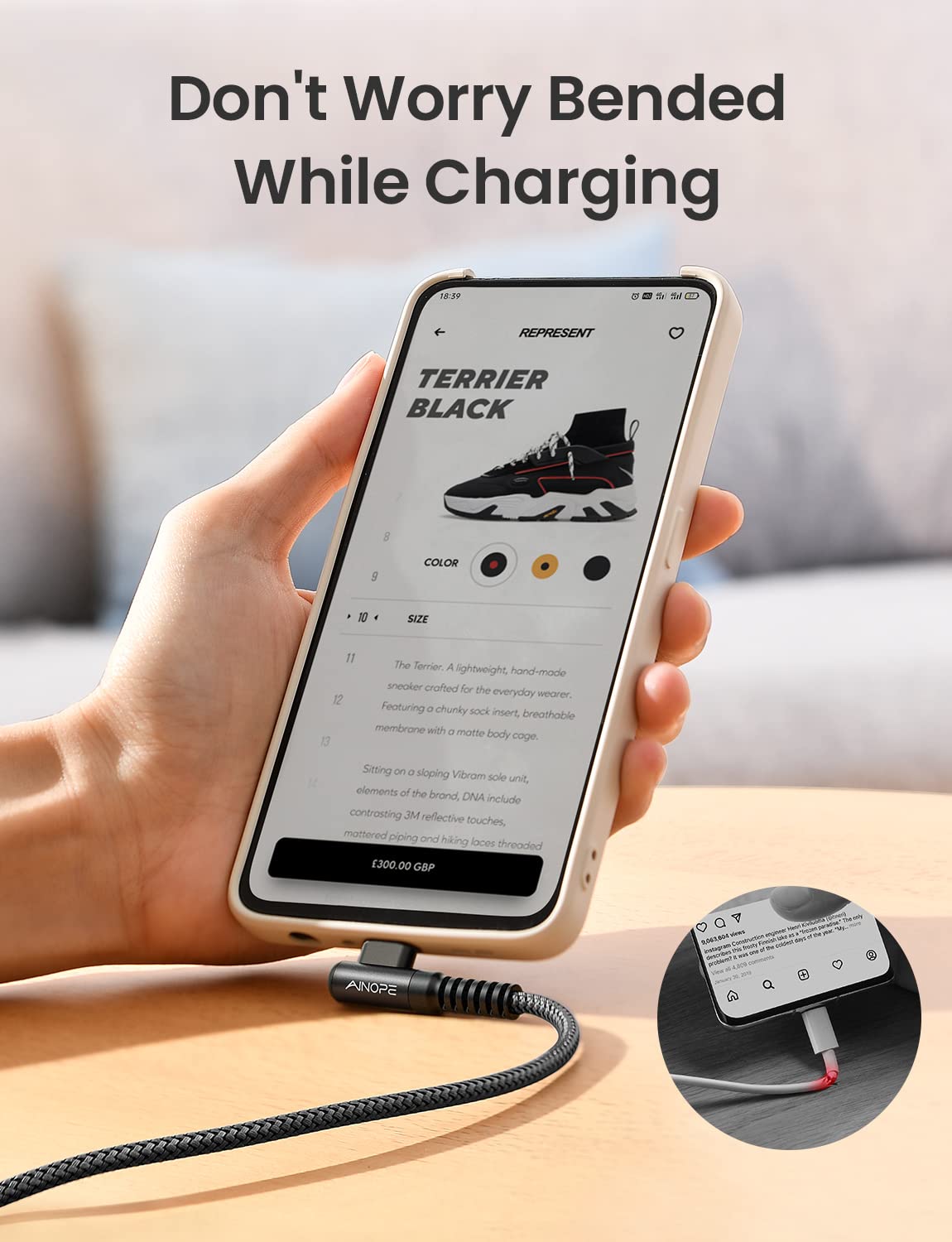 AINOPE USB Type C Cable [4-Pack 3.3ft/3.3ft/6.6ft/10ft] 3.1A Fast Charging USB to USB C Cable, Nylon Braided USB C Charging Cable Compatible with Galaxy S21+ Ultra, iPad mini/Air/Pro, Pixel 6X