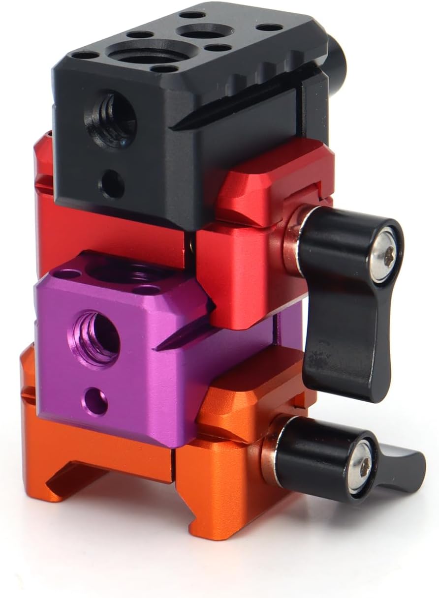 NATO Clamp Adapter,NATO Rail Lock Clamp Mount Quick Release with 1/4" 3/8" ARRI Thread for Camera Cage Handle Monitor LED Light Microphone Cold Shoe Magic Arm (Purple)