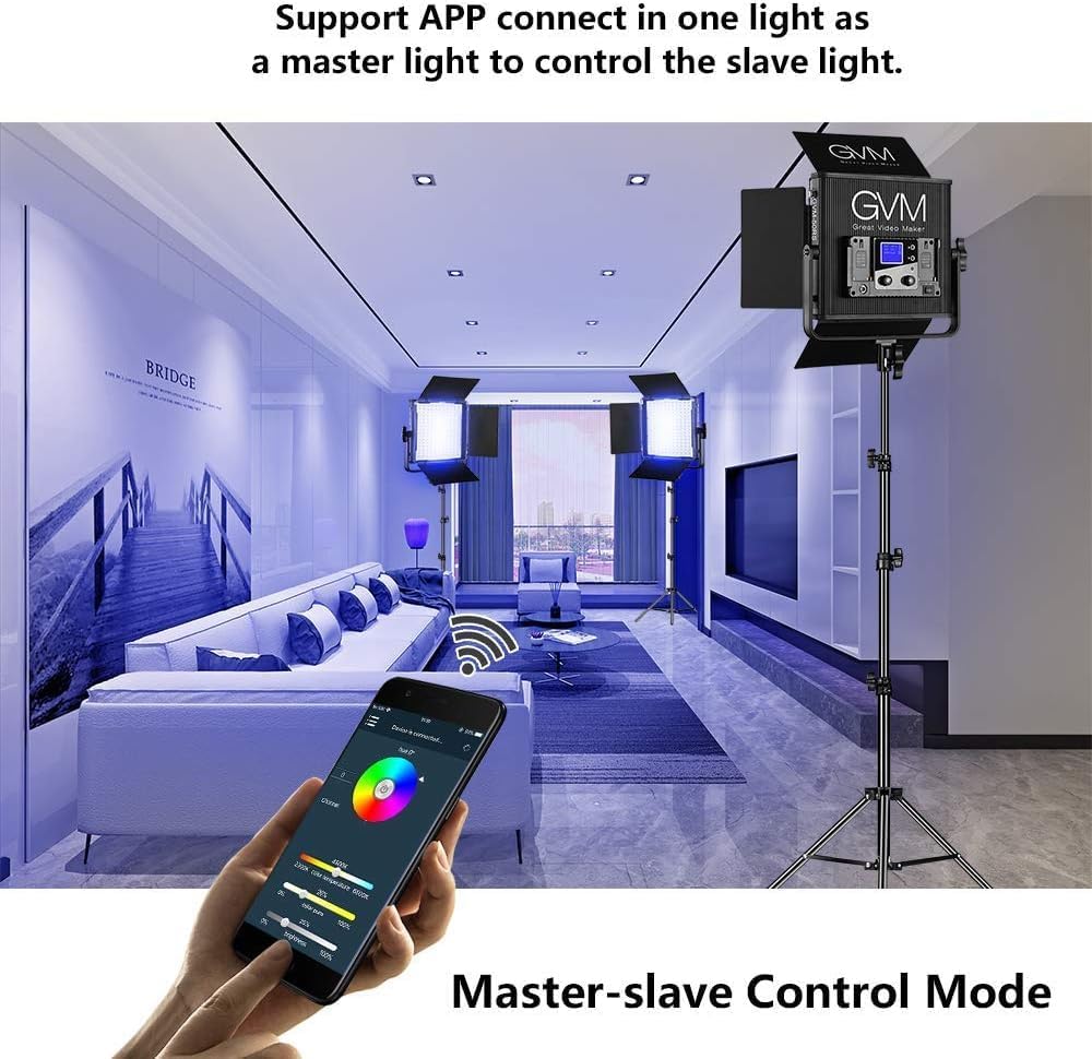 GVM 50RS RGB LED Video Light, 50W Video Lighting Kit with APP Control, 360°Full Color Led Panel Light for Gaming, Streaming, Youtube, Webex, Broadcasting, Web Conference, Aluminum Alloy Shell, CRI 97