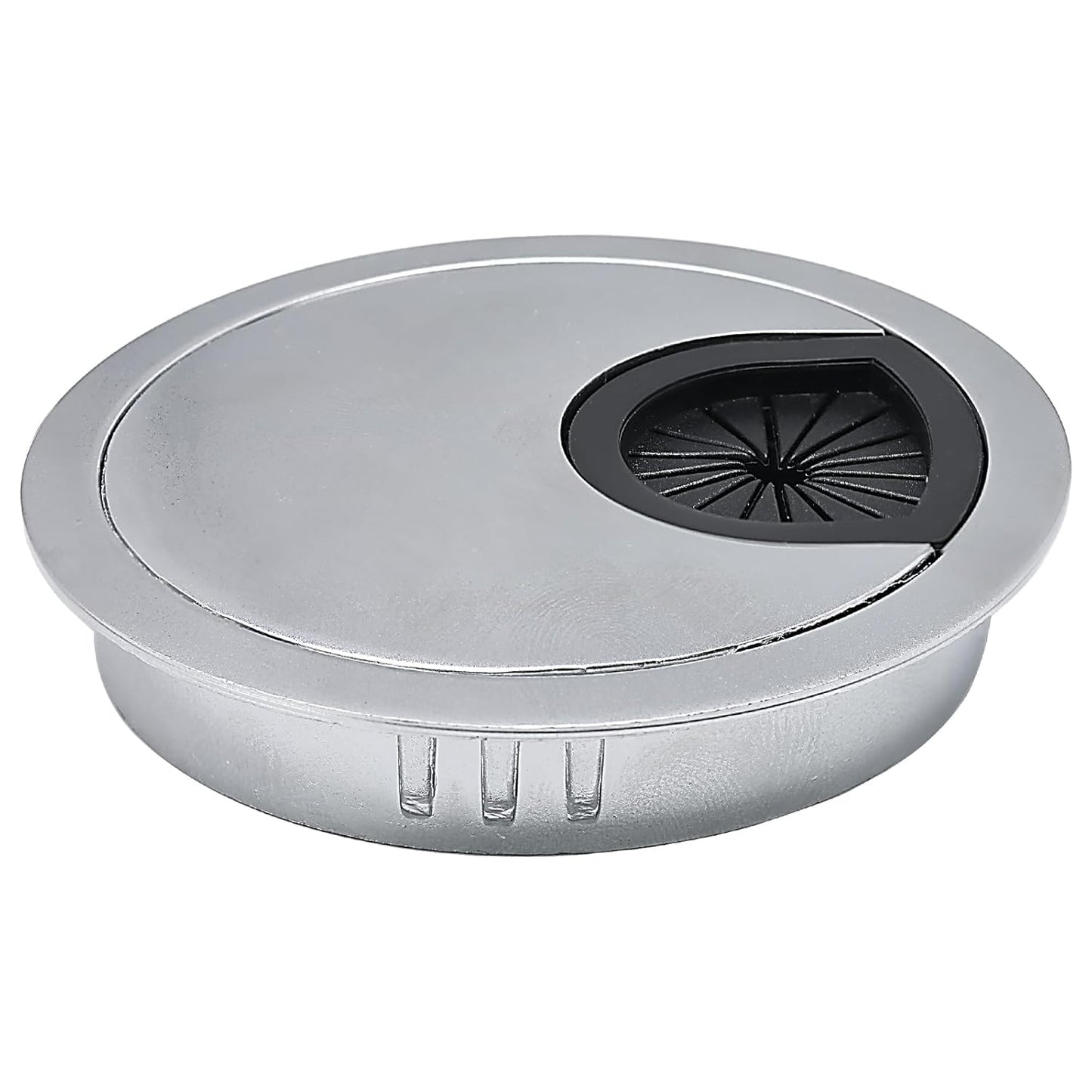 1 Pcs Desk Grommet 2-3/8" / 60 mm, Desk Cord Hole Cover, Cable Grommet Metal Zinc Alloy Materilal, Desk Hole Grommet for Home & Office Pc, Detachable Cable Cord Organizer-Matte Silver