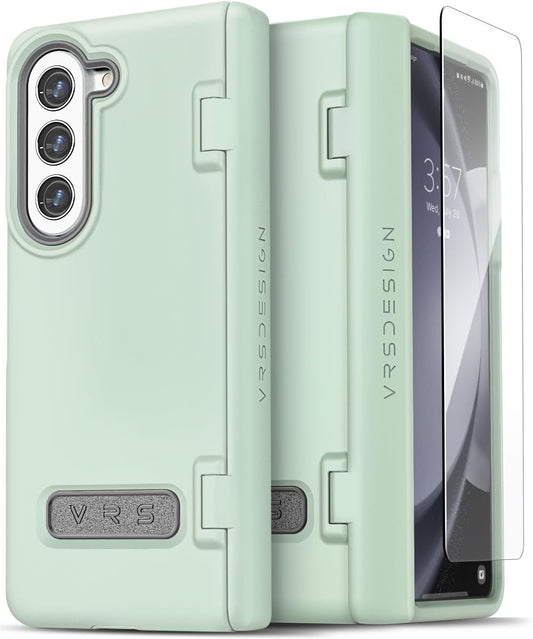 VRS DESIGN Phone Case for Galaxy Z Fold 5 5G (2023) [Terra Guard Modern], Premium Modern Neat Style Case [Anti Scratch Spring-Loaded Hinge Protection] with Screen Protector (Marine Green/Renewed)