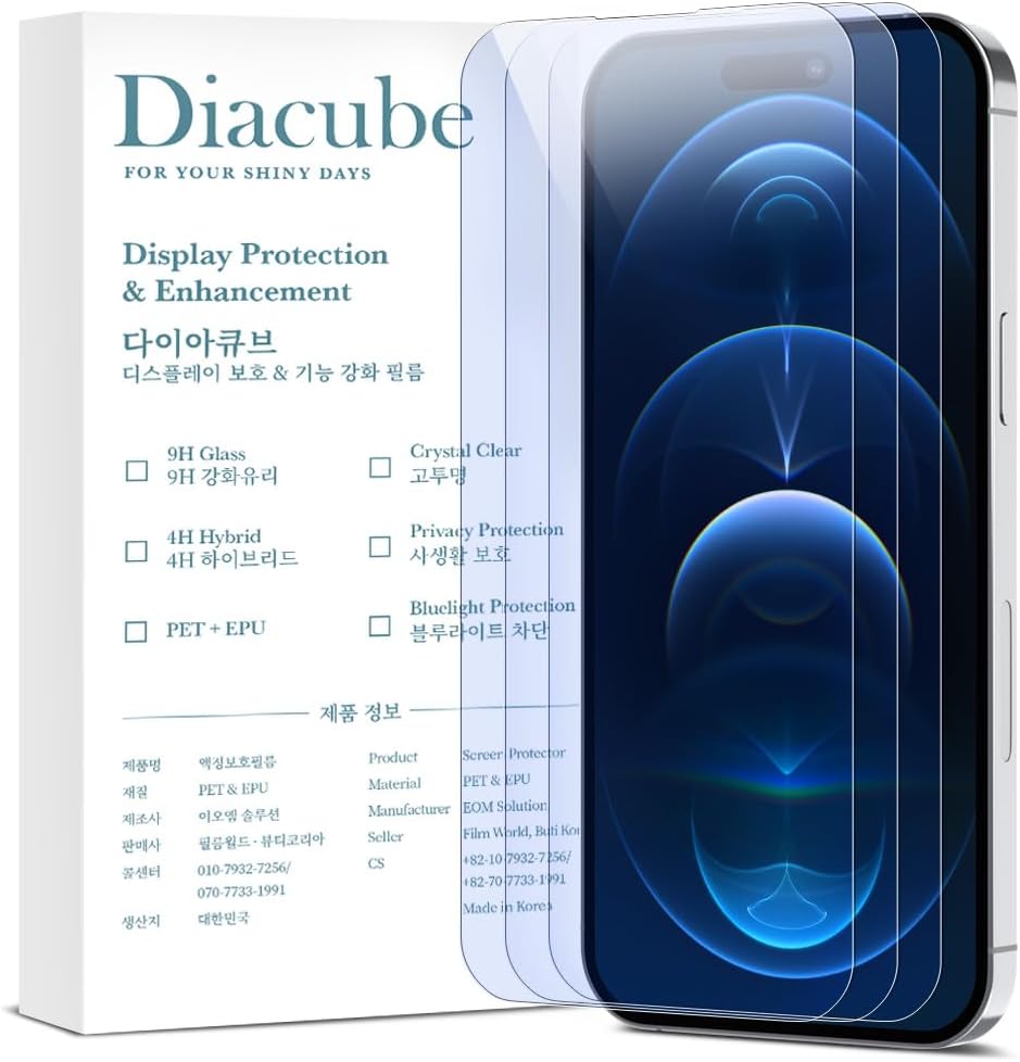 3-Pack Anti-Blue Light Matte Screen Protector For iPhone 12/12 Pro [Support Fingerprint Unlock] Anti-Glare, Anti-Fingerprint [Eye Protection] Bubble-Free Installation with Alignment Jig