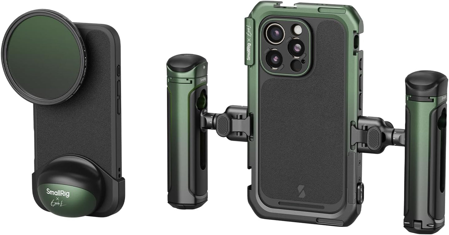 SmallRig x Brandon Li Mobile Video Kit Only for iPhone 16 Pro, Phone Cage with Lightweight Phone Case Kit, Rotatable Wireless QR Handles, 67MM Magnetic VND Filter Kit, Support for MagSafe - 5002