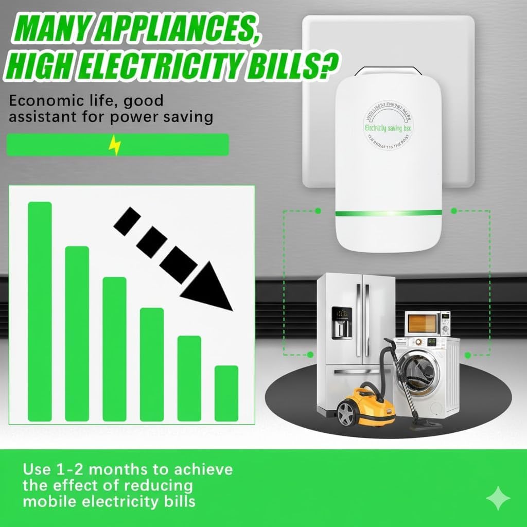 Elon-musk's Electricity Saving Box Stop Watt Stopwatt Energy Saving Device Save Energy Saving Device Energy Saving Power Strip for Home Office US Plug 90v-250v 30kw Rated Green (3PCS)