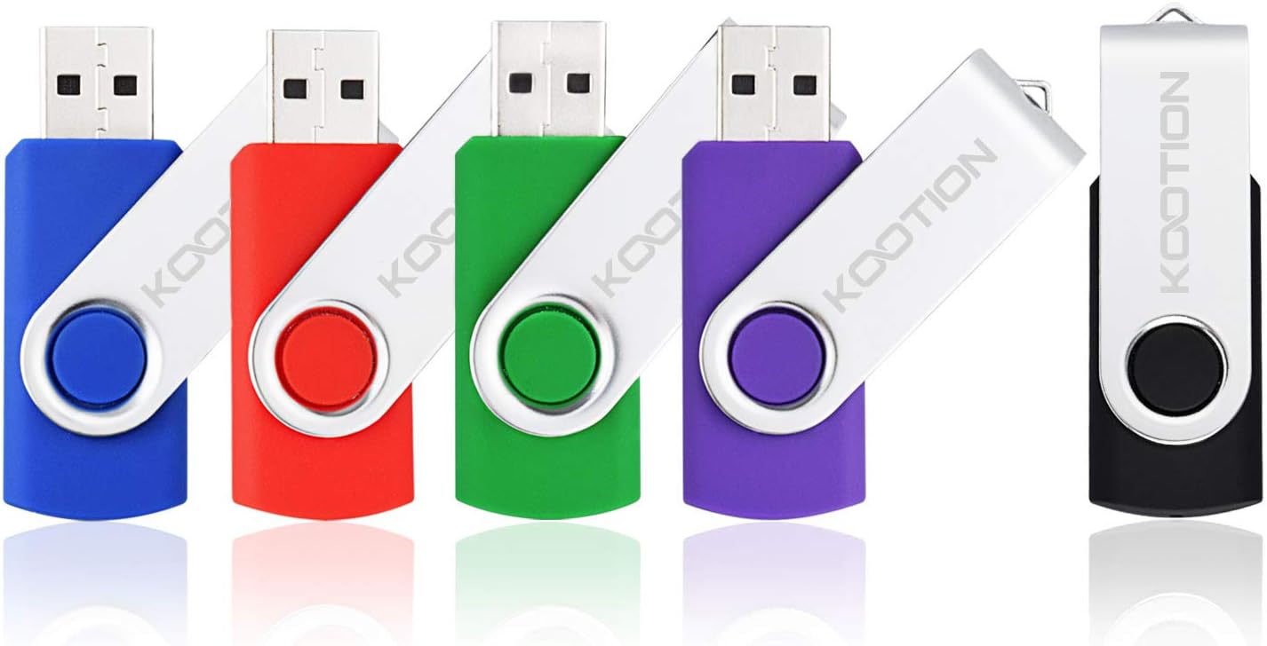 KOOTION 5 Pack 32GB Flash Drive USB 2.0 Thumb Drive Backup Memory Swivel Stick USB Drive (5 Mixed Color, 32G)