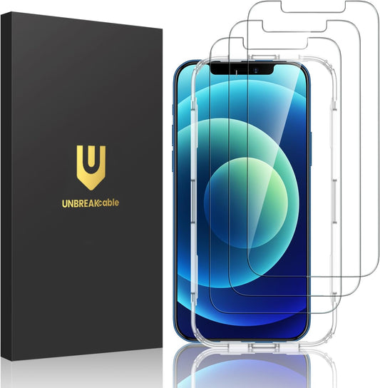 UNBREAKcable 3-Pack Screen Protector for iPhone 12 / iPhone 12 Pro, Double Shatterproof Tempered Glass [Easy Installation] [9H Hardness] [99.99% HD Clear] [Case Friendly] for iPhone 6.1 inch