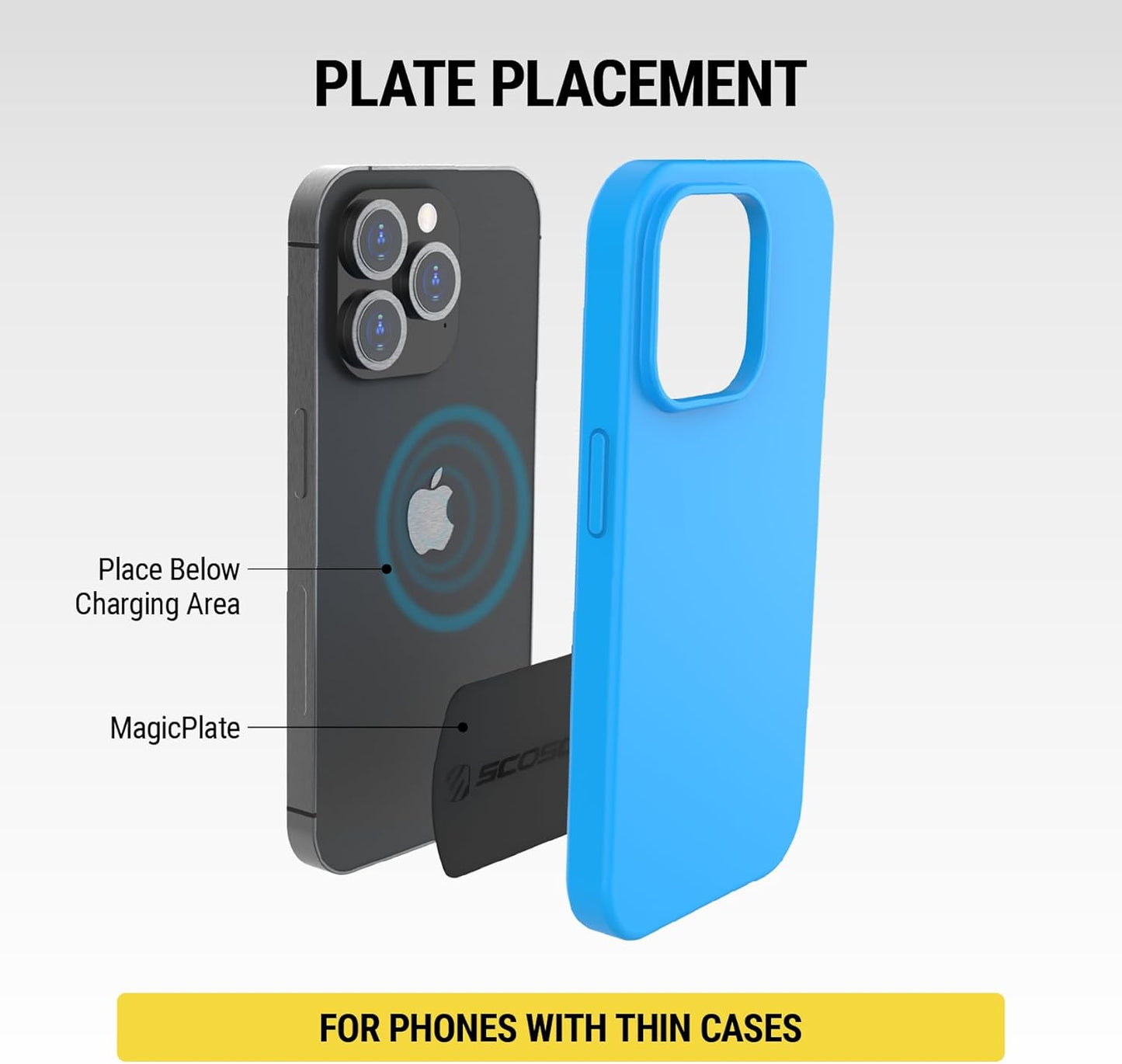 Scosche MPLT54T-4PKBP0 MagicMount Replacement Plate Kit for Magnetic Car Phone Mount Holder, Metal Plates w/Extra Strength Hold for Smartphone, Tablet, Magnet Cell Phone Stand & Phone Case, Pack of 4