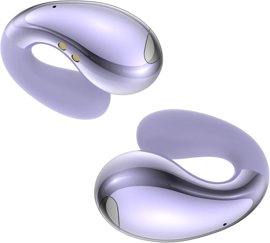 Ultra Open Ear Earbuds - Ergonomic Clip-On Earbuds, Small Bone Conduction Over-The-Ear Headphones with Waterproof Design, Perfect Running Headphones for Sports and Fitness, Purple