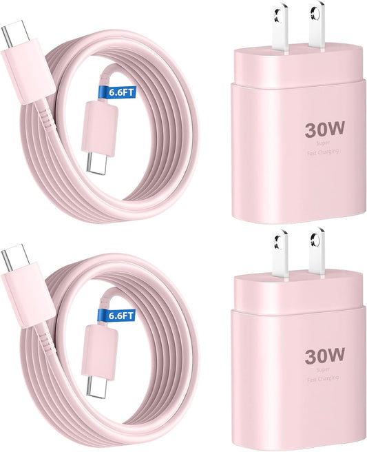 Phone 16 15 Pro Charger Fast Charging, 6.6FT Long USB C to C Charging Cable Cord with 30W Phone Fast Charger Block for Phone 16 15/16 15 Pro/16 15 Pro Max,Pro 12.9,Samsung Galaxy S24 Ultra,Pink