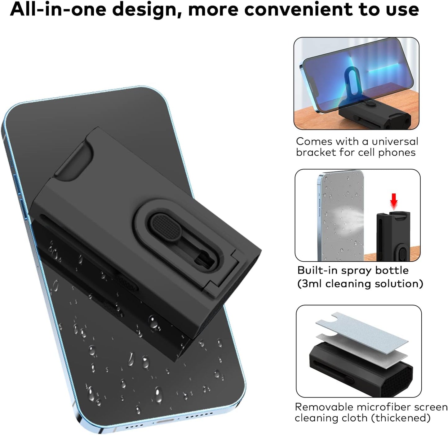 8 in 1 Electronic Cleaning kit - Keyboard Cleaner, Keyboard Cleaning Kit, Laptop Cleaner, Laptop Cleaning Kit, Electronic Cleaner Kit for Airpods Pro/Laptop/Phone(Give Away a Flannel Cloth) Black