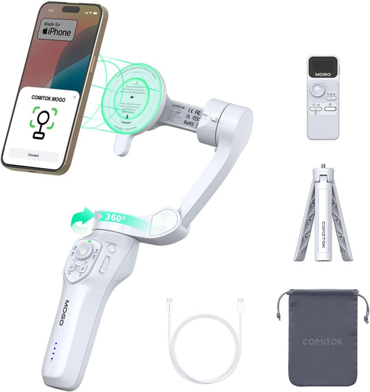 Only for iPhone, MOGO [Apple MFi Certified] Gimbal Stabilizer for iPhone Stabilizer for Video Recording and Control Native Camera by Remote Control and Apple Watch, OTA Upgrade Supported