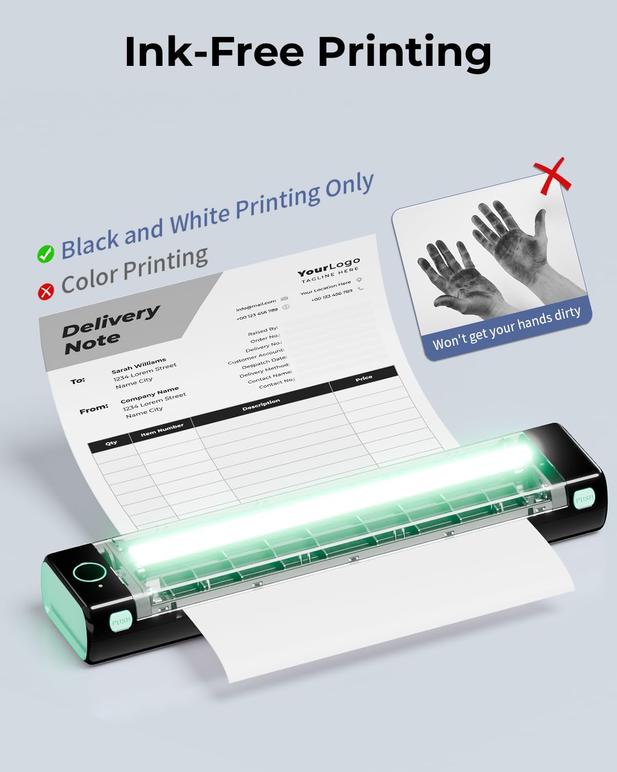 Phomemo Inkless Portable Printer for Travel - Wireless Thermal Printer Compatible with Phone & Laptop, Bluetooth Printers Supports 8.5" X 11" Letter Thermal Paper, Come with Carry Case