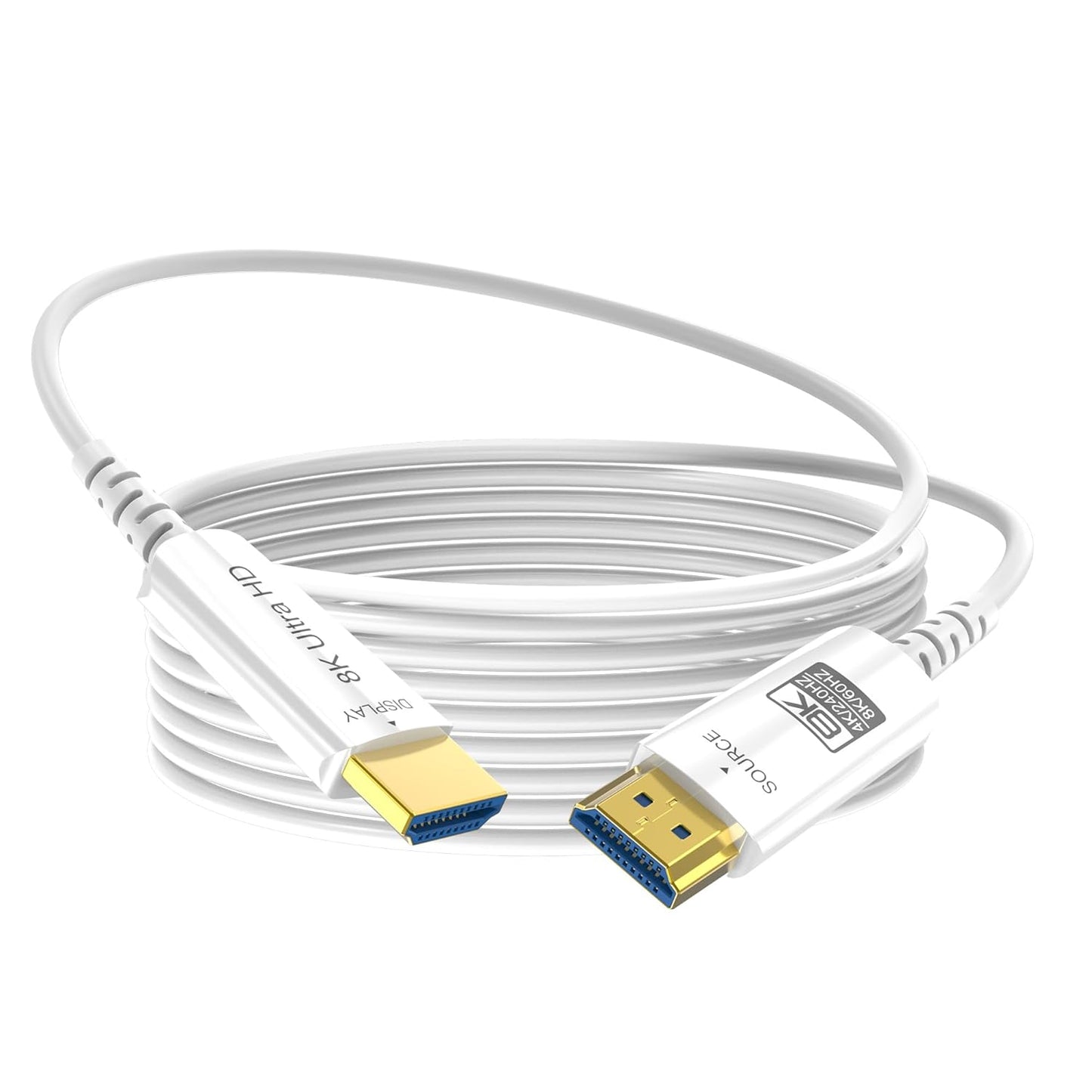 8K Fiber Optic HDMI Cable 100 FT, 8K@60Hz 4K@240Hz, Thin Extra Long HDMI Cable 48Gbps Ultra High Speed, Dynamic HDR, eARC, HDCP 2.2&2.3, 3D, Compatible for PS4/5/Xbox/TV/Laptop/Monitor