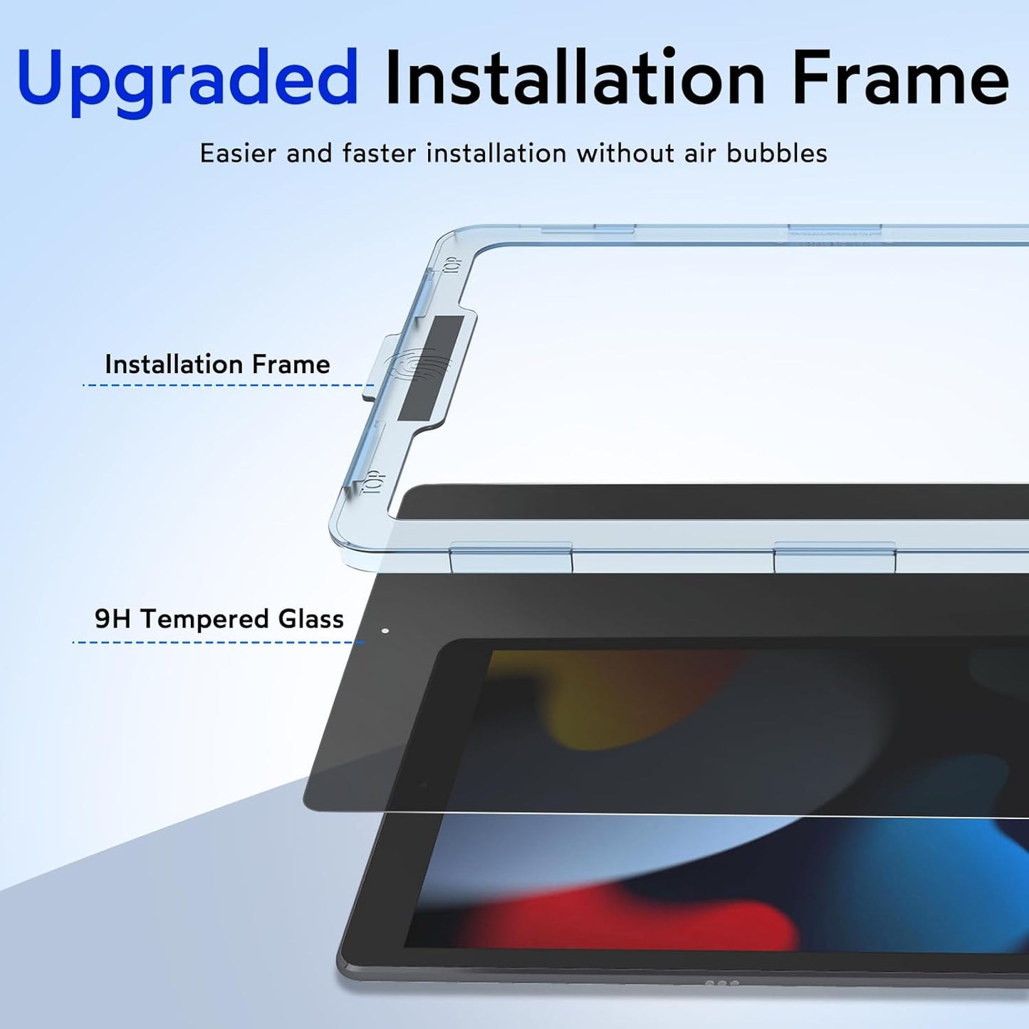 MOBDIK Privacy Screen Protector Compatible with iPad 9th / 8th / 7th Generation 10.2 Inch (2021/2020 / 2019), Anti Spy, 9H Tempered Glass, EZ Kit 1 Pack